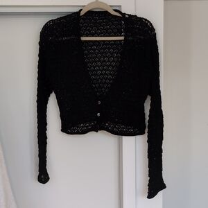 Elegant Black Women's Sweater Hand Knit, Med.